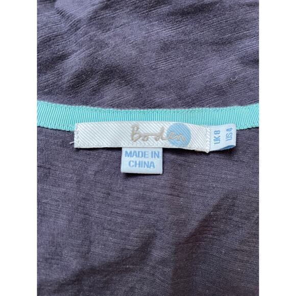 Boden Dark Gray Sleeveless Top Flat Ruffle Along Neckline Cotton Women's 4 - Picture 3 of 5